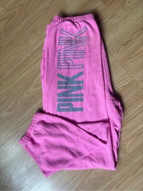PINK Victoria's Secret Girls' Bright Pink Fleece Joggers with Logo